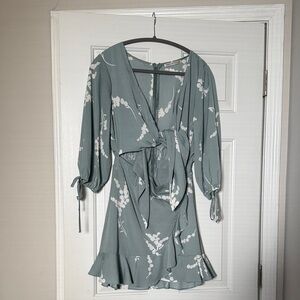 Elegant Floral Mini Dress in Green